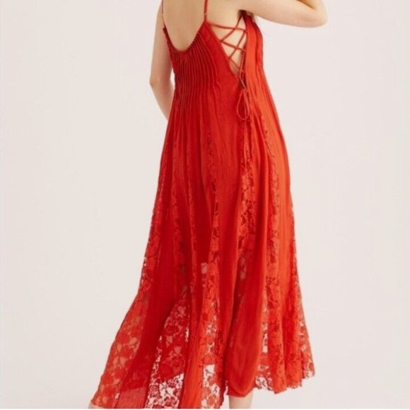 NWOT Free People Hailee Lace Up Sides Maxi Dress - Picture 2 of 4